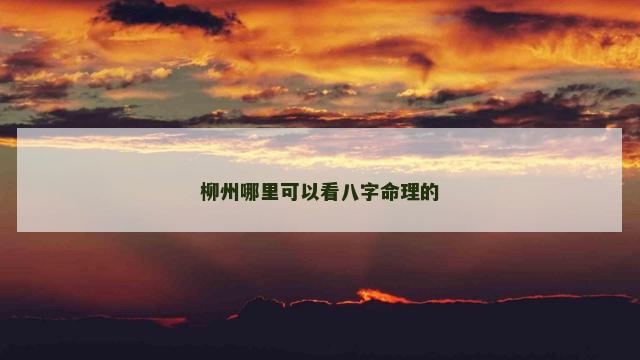 柳州哪里可以看八字命理的