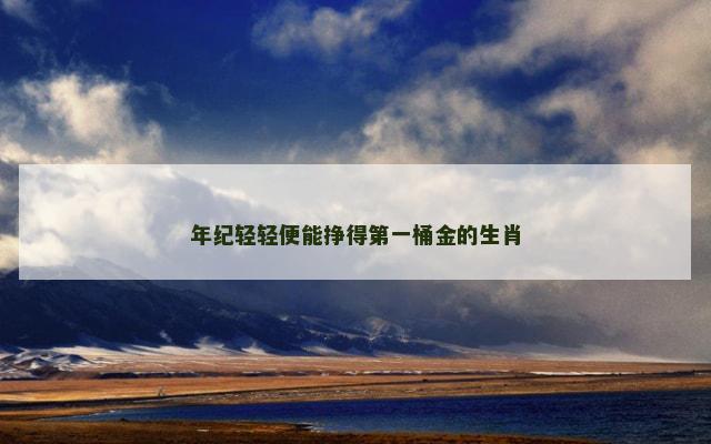 年纪轻轻便能挣得第一桶金的生肖