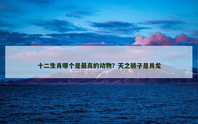十二生肖哪个是最高的动物？天之骄子是肖龙