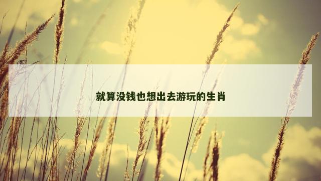 就算没钱也想出去游玩的生肖