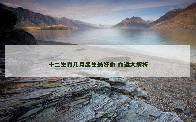 十二生肖几月出生最好命 命运大解析