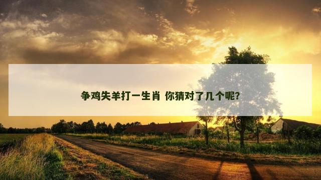 争鸡失羊打一生肖 你猜对了几个呢？