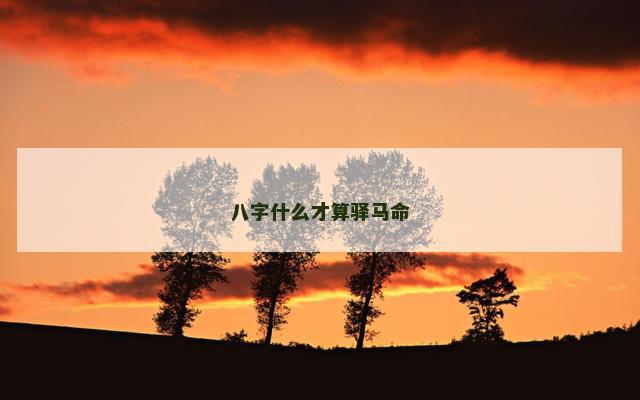 八字什么才算驿马命