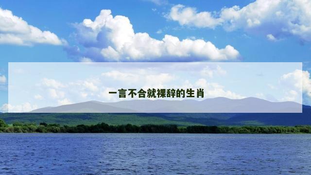 一言不合就裸辞的生肖