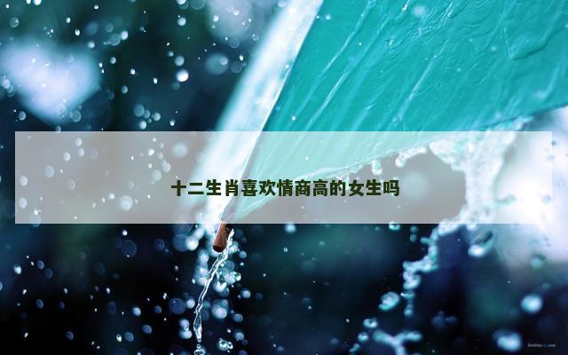 十二生肖喜欢情商高的女生吗