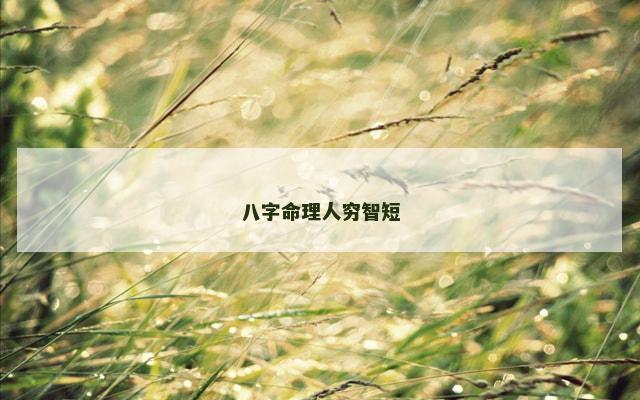 八字命理人穷智短
