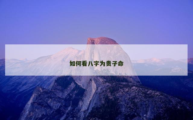 如何看八字为贵子命