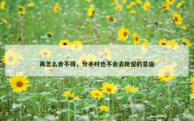再怎么舍不得，分手时也不会去挽留的星座
