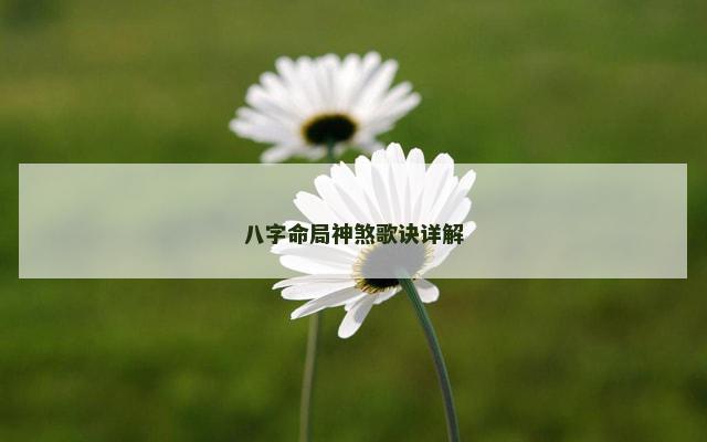 八字命局神煞歌诀详解