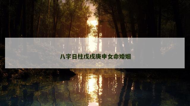 八字日柱戊戌庚申女命婚姻