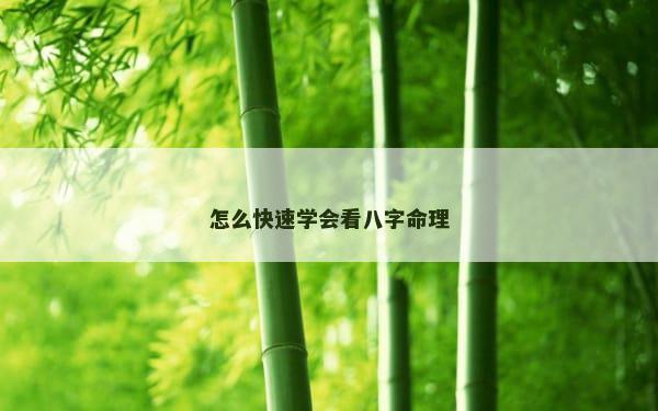 怎么快速学会看八字命理