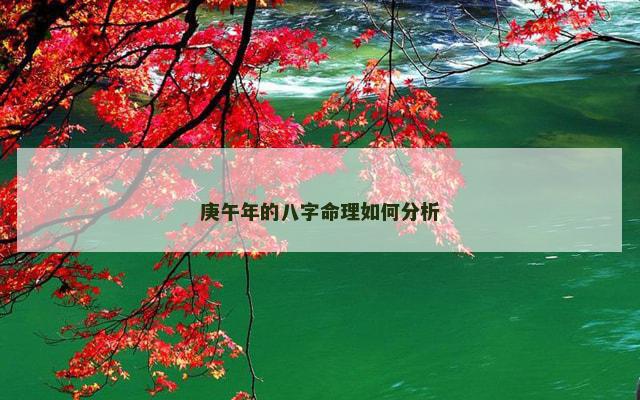 庚午年的八字命理如何分析