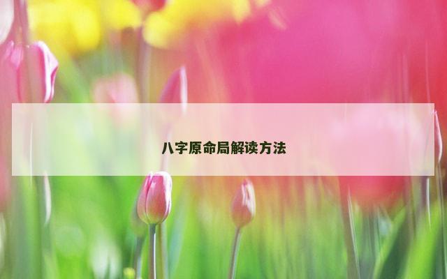 八字原命局解读方法