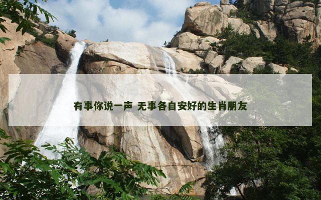 有事你说一声 无事各自安好的生肖朋友