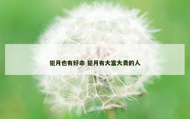 犯月也有好命 犯月有大富大贵的人