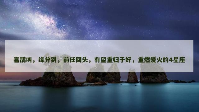喜鹊叫，缘分到，前任回头，有望重归于好，重燃爱火的4星座