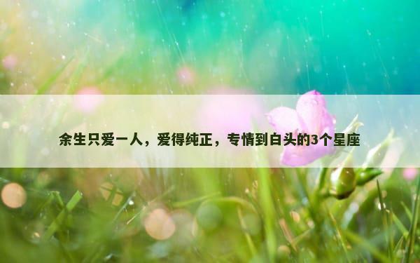 余生只爱一人，爱得纯正，专情到白头的3个星座