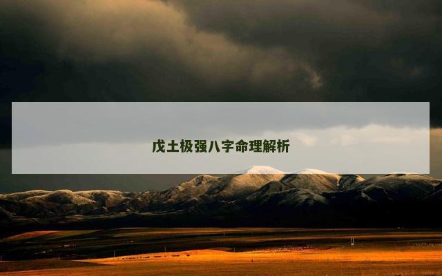 戊土极强八字命理解析