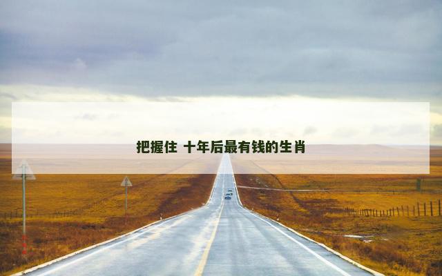 把握住 十年后最有钱的生肖