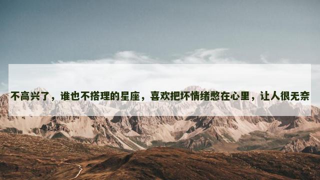 不高兴了，谁也不搭理的星座，喜欢把坏情绪憋在心里，让人很无奈