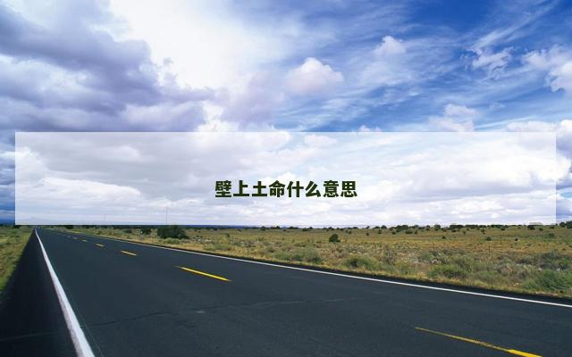 壁上土命什么意思