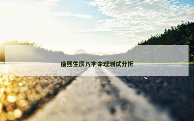 康熙生辰八字命理测试分析