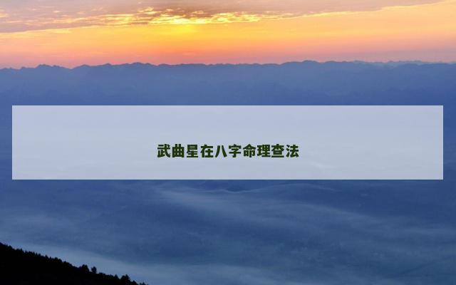 武曲星在八字命理查法