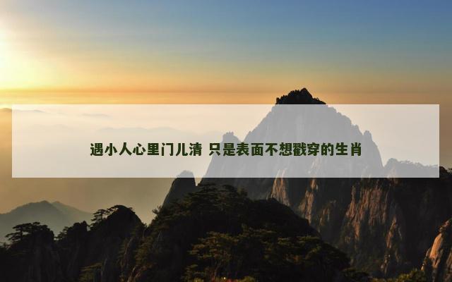 遇小人心里门儿清 只是表面不想戳穿的生肖
