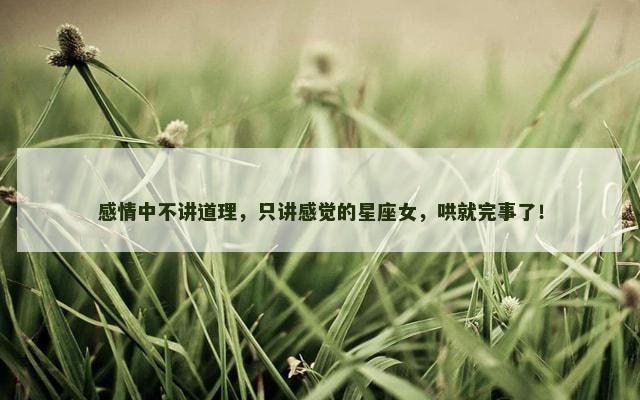 感情中不讲道理，只讲感觉的星座女，哄就完事了！
