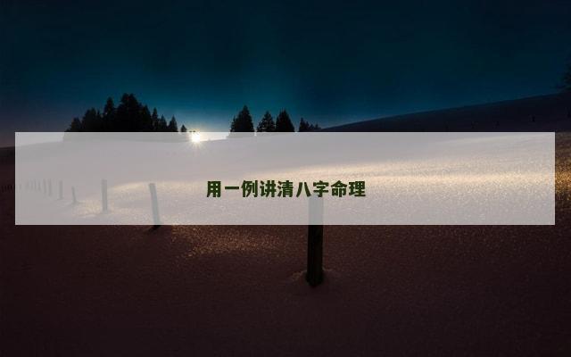 用一例讲清八字命理