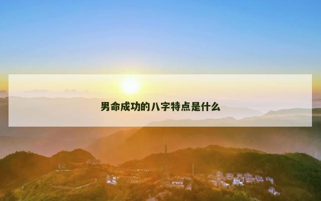 男命成功的八字特点是什么