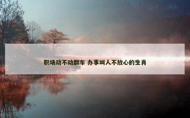 职场动不动翻车 办事叫人不放心的生肖