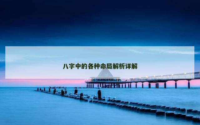 八字中的各种命局解析详解
