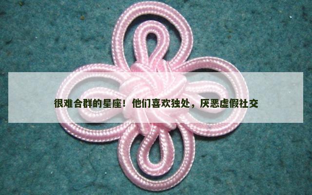很难合群的星座！他们喜欢独处，厌恶虚假社交
