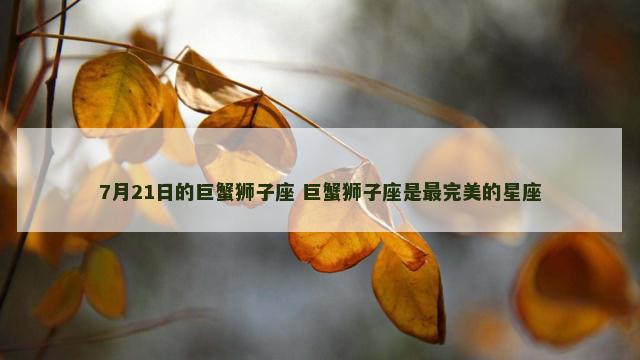 7月21日的巨蟹狮子座 巨蟹狮子座是最完美的星座