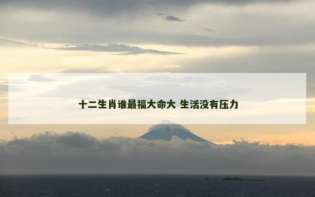 十二生肖谁最福大命大 生活没有压力