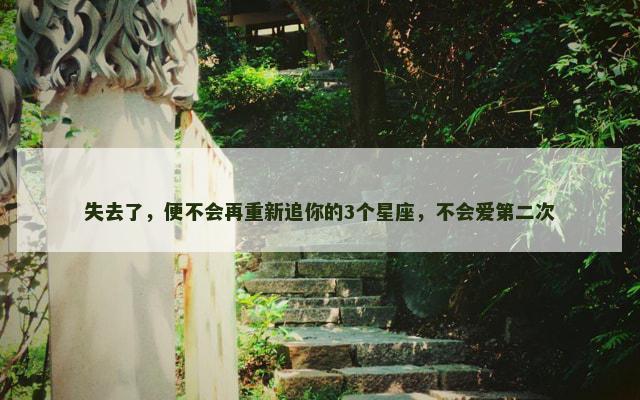 失去了，便不会再重新追你的3个星座，不会爱第二次