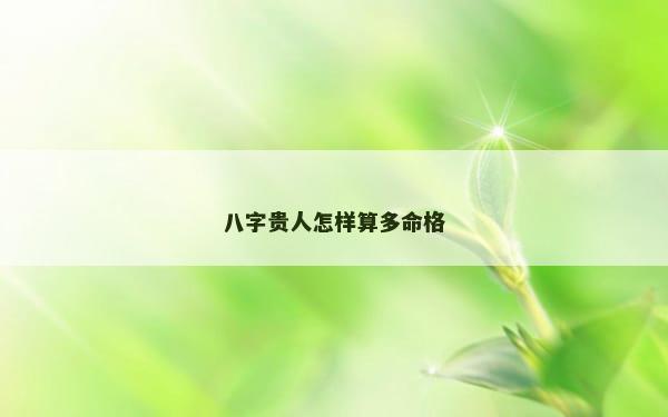 八字贵人怎样算多命格