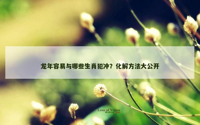 龙年容易与哪些生肖犯冲？化解方法大公开