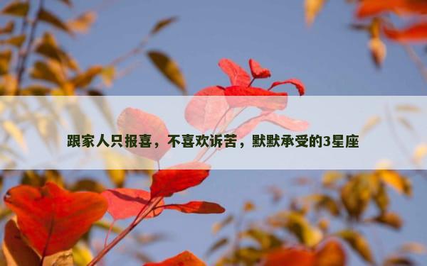 跟家人只报喜，不喜欢诉苦，默默承受的3星座