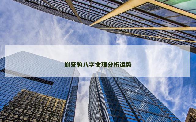 崩牙驹八字命理分析运势