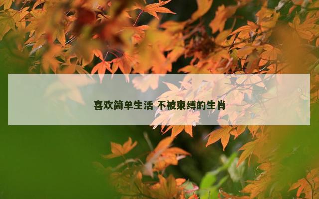 喜欢简单生活 不被束缚的生肖