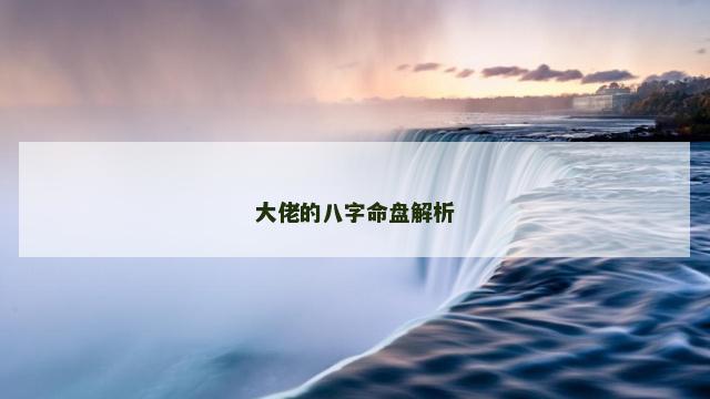 大佬的八字命盘解析