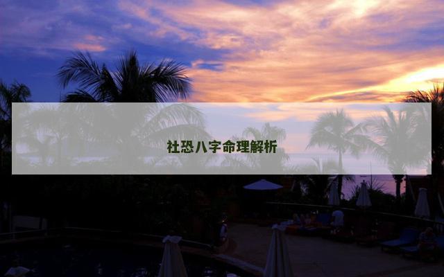 社恐八字命理解析