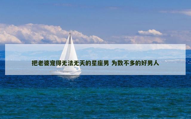 把老婆宠得无法无天的星座男 为数不多的好男人