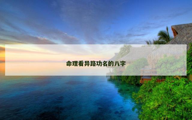 命理看异路功名的八字