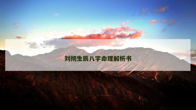 刘彻生辰八字命理解析书