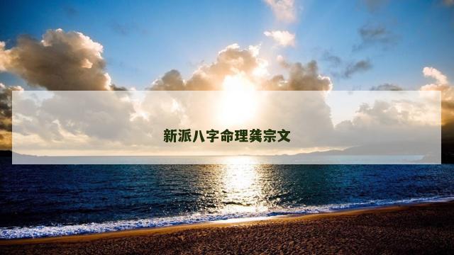 新派八字命理龚宗文