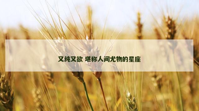 又纯又欲 堪称人间尤物的星座