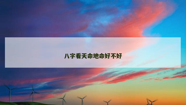 八字看天命地命好不好